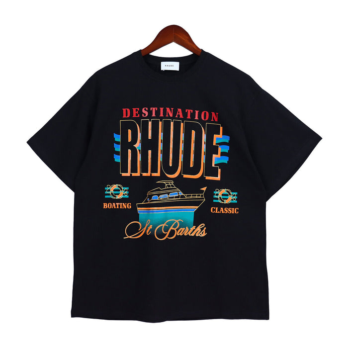 Rhude Logo Letter Print Short Sleeve Fashion Casual Cotton T-Shirt