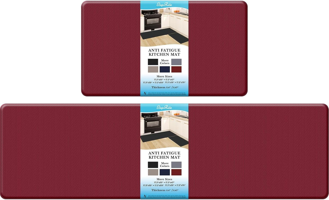 Kitchen Mats, 2PCS Kitchen Rugs, Cushioned anti Fatigue Kitchen Mats for Floor, Non-Slip Standing Desk Mat, Waterproof Kitchen Rug Set for Kitchen, Floor, Office,17.3"×30"+17.3"×47",Black