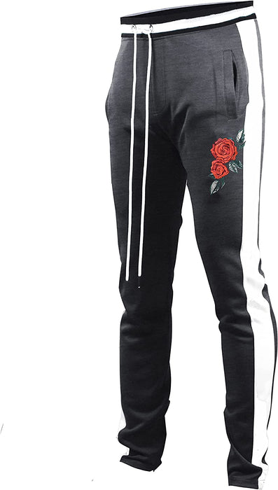 brand Mens Hip Hop Premium Slim Fit Track Pants - Athletic Jogger Bottom with Side Taping