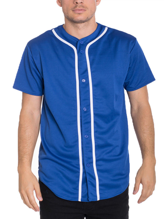 Mens Baseball JERSEY Raglan Plain T Shirt Team Sport Button Fashion Tee Casual