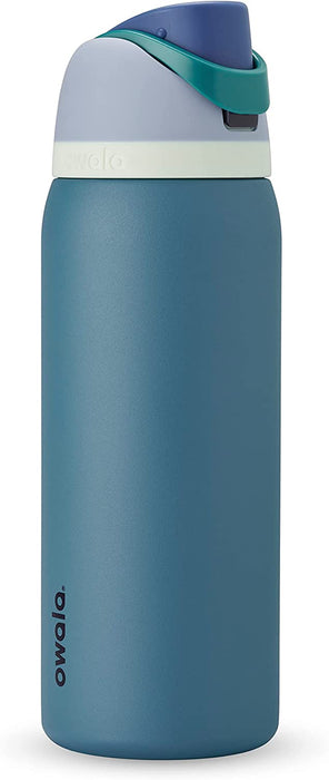 Freesip 24 oz Insulated Stainless Steel Water Bottle with Straw - BPA-Free for Sports, Travel, and School, Very Dark Finish