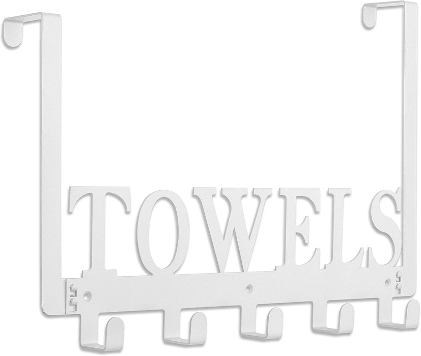 Over the Door Hooks, Towel Holder for Bathroom, Door Mount Towel Rack for Bedroom Kitchen Pool Beach Bathrobe, Wall Mount for Cabinet Cupboard Metal Sandblasted (Black)