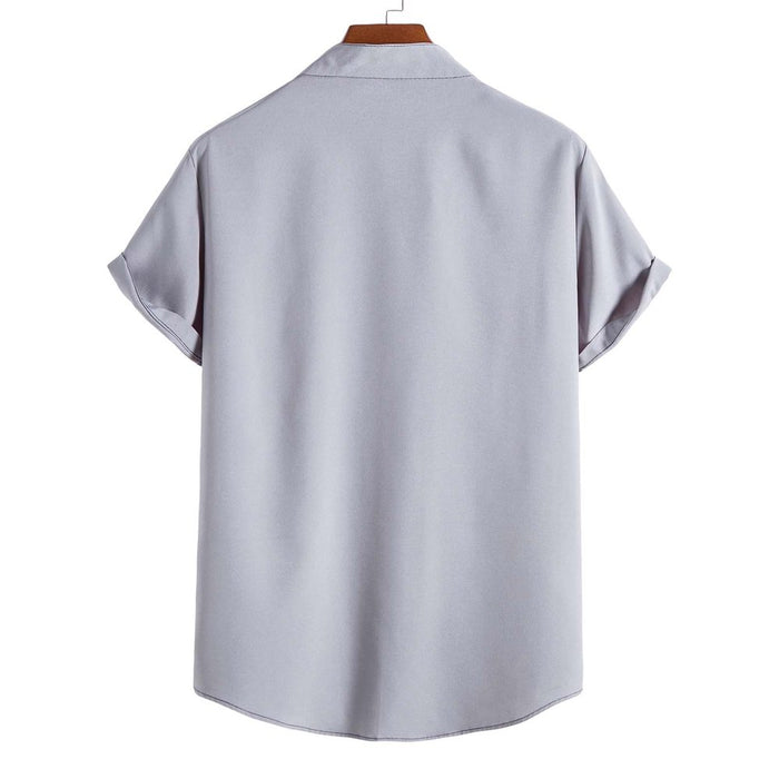 Mens T Shirts,Men'S Summer Fashion Short Sleeve Casual Solid Color Button-Up Shirts