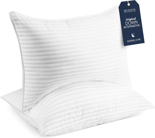 Standard/Queen Size Bed Pillows - Set of 2 Down Alternative Gel Cooling Pillows for Back, Stomach, and Side Sleepers