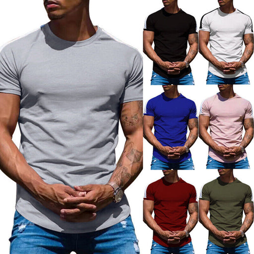 Mens Casual round Curved Hem T-Shirt Men Sport Fashion Short Sleeve T Shirts