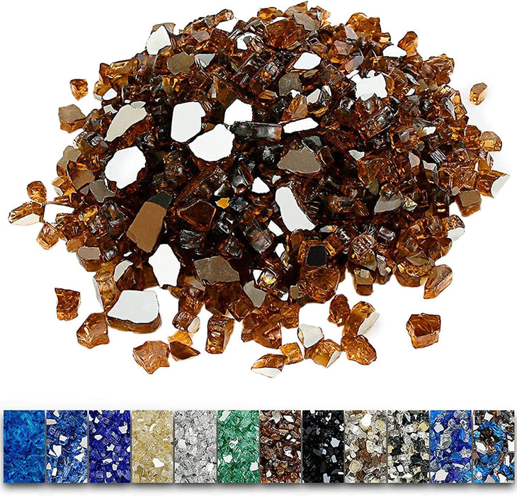 20 Pounds Bahama Blend Fire Glass for Fire Pit - 1/2 Inch High Luster Reflective Tempered Glass Rocks for Natural or Propane Fireplace, Safe for Outdoors and Indoors