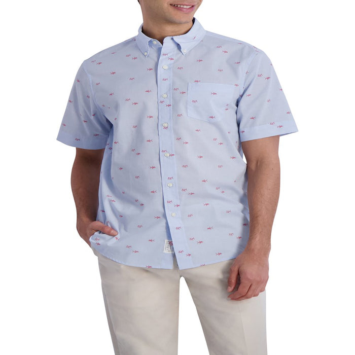 Chaps Men'S Short Sleeve Americana Easy Care Sustainable Button down Shirt