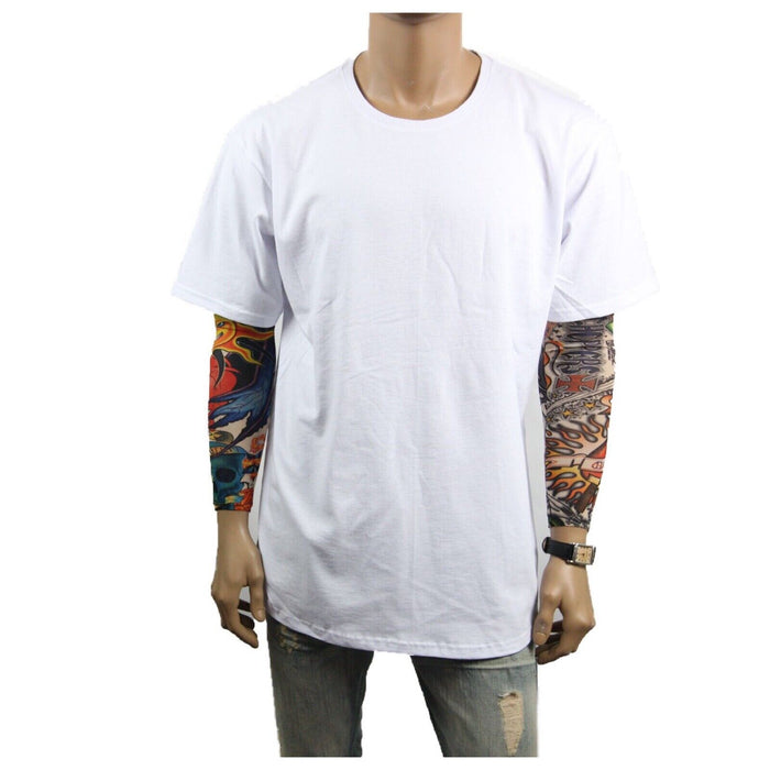 Mens Heavy T-Shirt BIG & TALL Long Extended Casual Basic Crew Neck Fashion S-5X