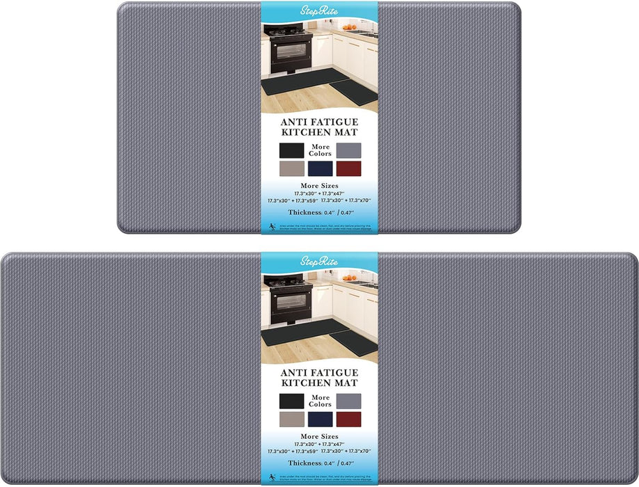 Kitchen Mats, 2PCS Kitchen Rugs, Cushioned anti Fatigue Kitchen Mats for Floor, Non-Slip Standing Desk Mat, Waterproof Kitchen Rug Set for Kitchen, Floor, Office,17.3"×30"+17.3"×47",Black