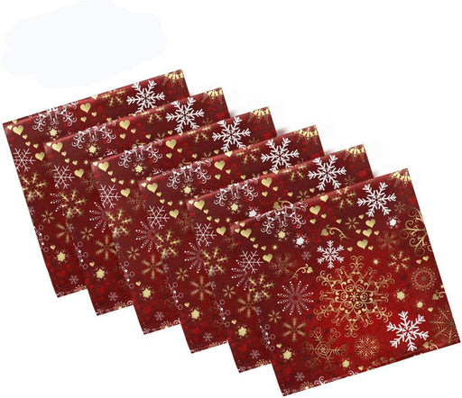 Pfrewn Christmas Snowflake Red Cloth Napkins Set of 6 Xmas Snowman Winter Dinner Napkins Solid Washable Reusable Polyester Table Napkins Oversized 20"X20" with Hemmed Edges for Home Weeding Decoration