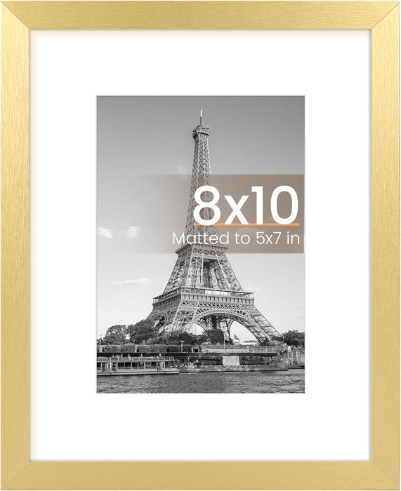 8X10 Picture Frame, Display Pictures 5X7 with Mat or 8X10 without Mat, Wall Hanging Photo Frame, Black, 1 Pack