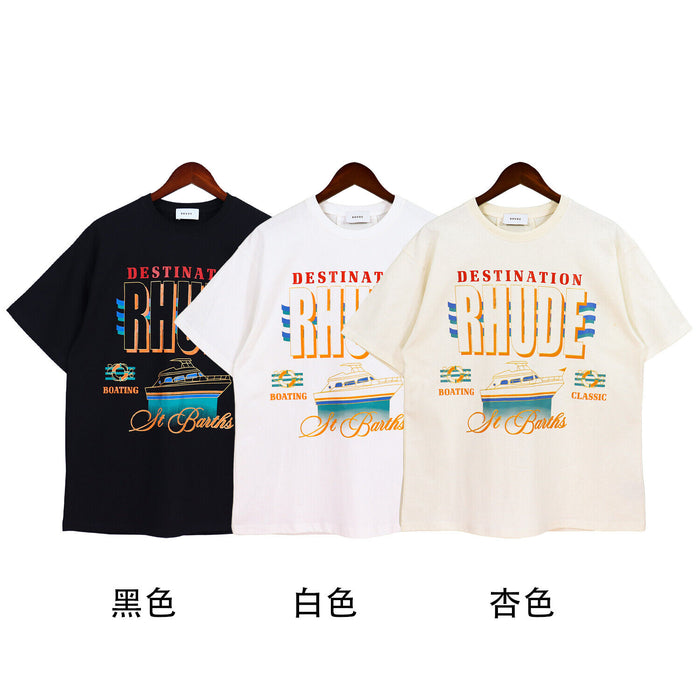 Rhude Logo Letter Print Short Sleeve Fashion Casual Cotton T-Shirt