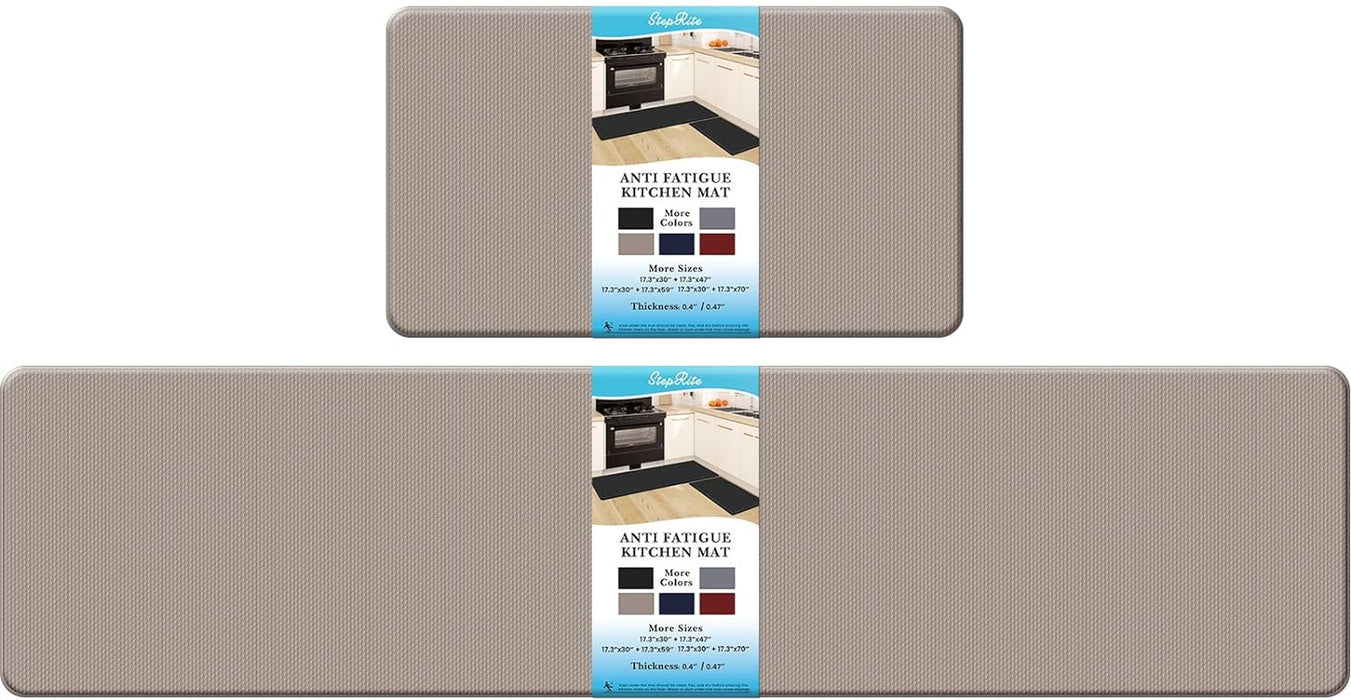 Kitchen Mats, 2PCS Kitchen Rugs, Cushioned anti Fatigue Kitchen Mats for Floor, Non-Slip Standing Desk Mat, Waterproof Kitchen Rug Set for Kitchen, Floor, Office,17.3"×30"+17.3"×47",Black