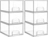 4 Pack Clear Stackable Storage Drawers, 4.4'' Tall Acrylic Bathroom Makeup Organizer,Plastic Storage Bins for Vanity, Undersink, Kitchen Cabinets, Pantry, Home Organization