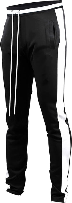 brand Mens Hip Hop Premium Slim Fit Track Pants - Athletic Jogger Bottom with Side Taping