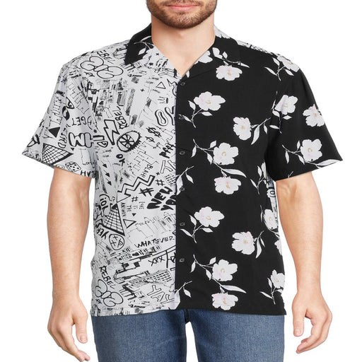 No Boundaries Men'S and Big Men'S Printed Rayon Shirt with Short Sleeves