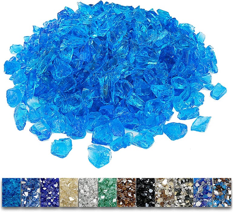 20 Pounds Bahama Blend Fire Glass for Fire Pit - 1/2 Inch High Luster Reflective Tempered Glass Rocks for Natural or Propane Fireplace, Safe for Outdoors and Indoors