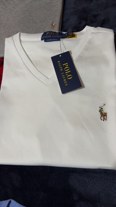 New 2022 Style Polo Ralph Lauren T-Shirts Custom Slim Fit V-Neck