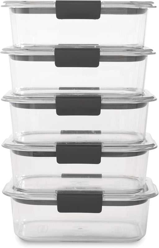 Brilliance BPA-Free Food Storage Container Set with Airtight Lids, 5-Pack (3.2 Cup) - Perfect for Lunch, Meal Prep, and Leftovers