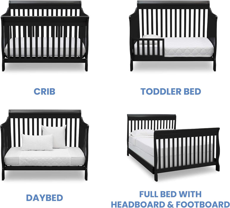 Canton 4-In-1 Convertible Crib - Easy to Assemble, Black