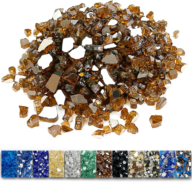 20 Pounds Bahama Blend Fire Glass for Fire Pit - 1/2 Inch High Luster Reflective Tempered Glass Rocks for Natural or Propane Fireplace, Safe for Outdoors and Indoors