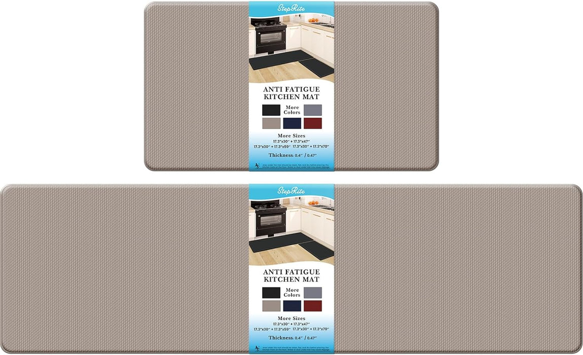 Kitchen Mats, 2PCS Kitchen Rugs, Cushioned anti Fatigue Kitchen Mats for Floor, Non-Slip Standing Desk Mat, Waterproof Kitchen Rug Set for Kitchen, Floor, Office,17.3"×30"+17.3"×47",Black