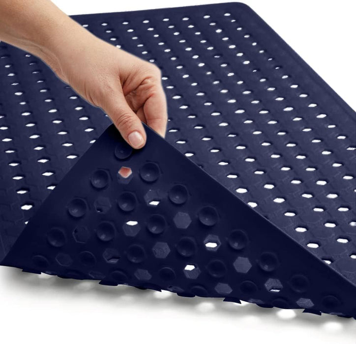 Patented Bath Tub Shower Mat, 35X16 Washable Bathtub Floor Mats, Suction Cups and Drain Holes to Keep Tubs Clean, Clear