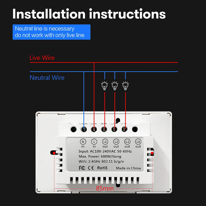 Glass Panel Touch-Sensor Smart Light Switch