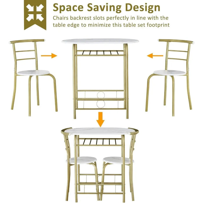 WoodGrain 3-Piece Small Round Dining Table Set