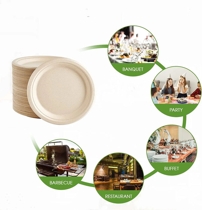 Natural Heavy-Duty Disposable Paper Plates