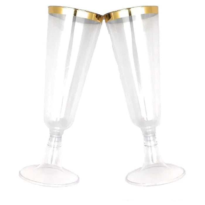 Plastic Gold Rimmed Champagne Flutes