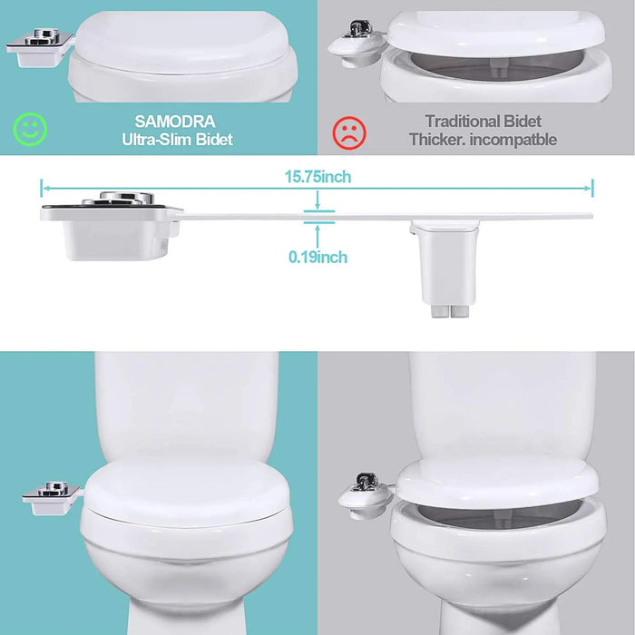 Bidet Toilet Seat Attachment Non-Electric Self-Cleaning