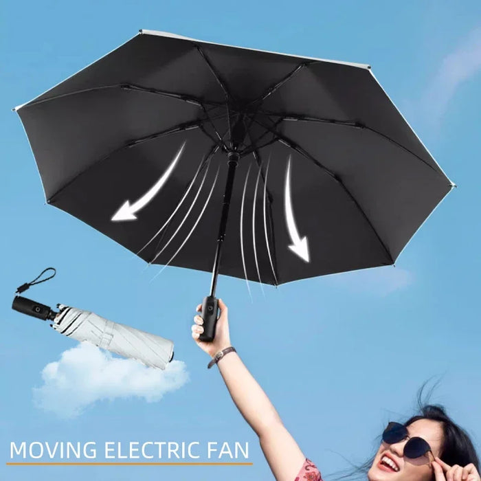 Upscale USB Chargeable Foldable Umbrella with Fan