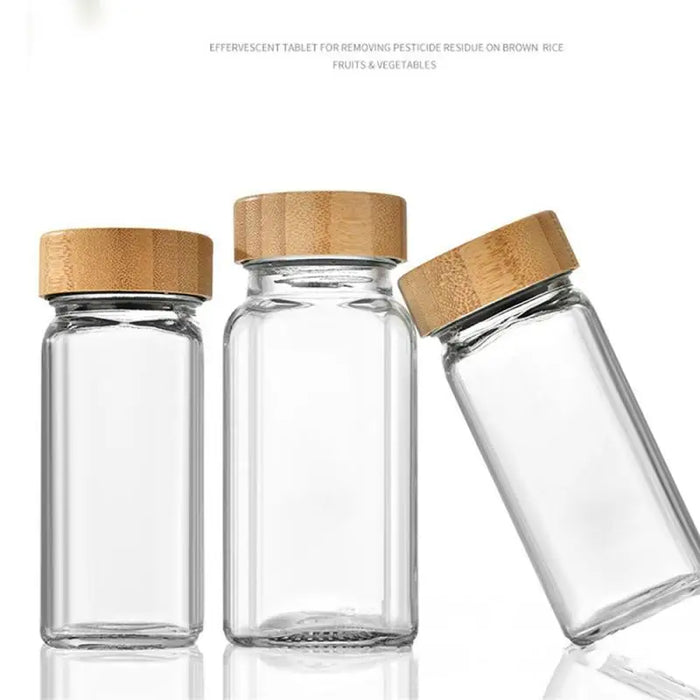 Glass Spice Jars with Bamboo Lids