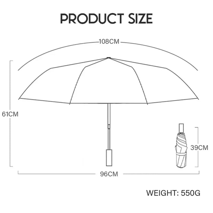 Upscale USB Chargeable Foldable Umbrella with Fan