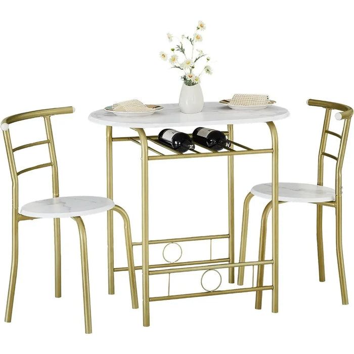 WoodGrain 3-Piece Small Round Dining Table Set