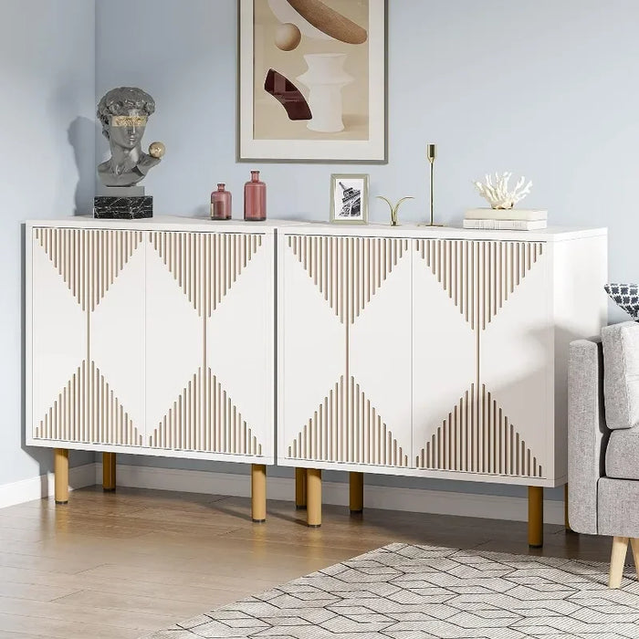 Tribesigns Modern White Storage Cabinet Set