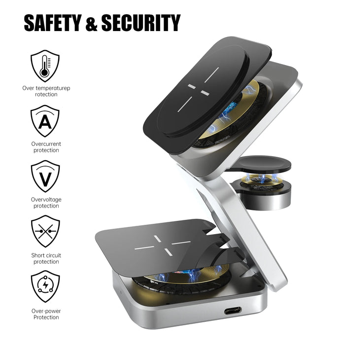 3-in-1 Foldable Magnetic Wireless Charger Stand