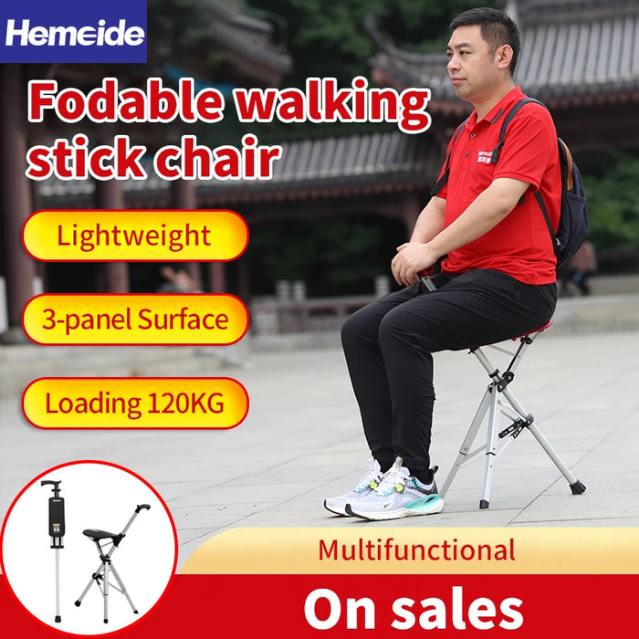 Hemeide Ultra-Light Foldable Walking Stick with Seat