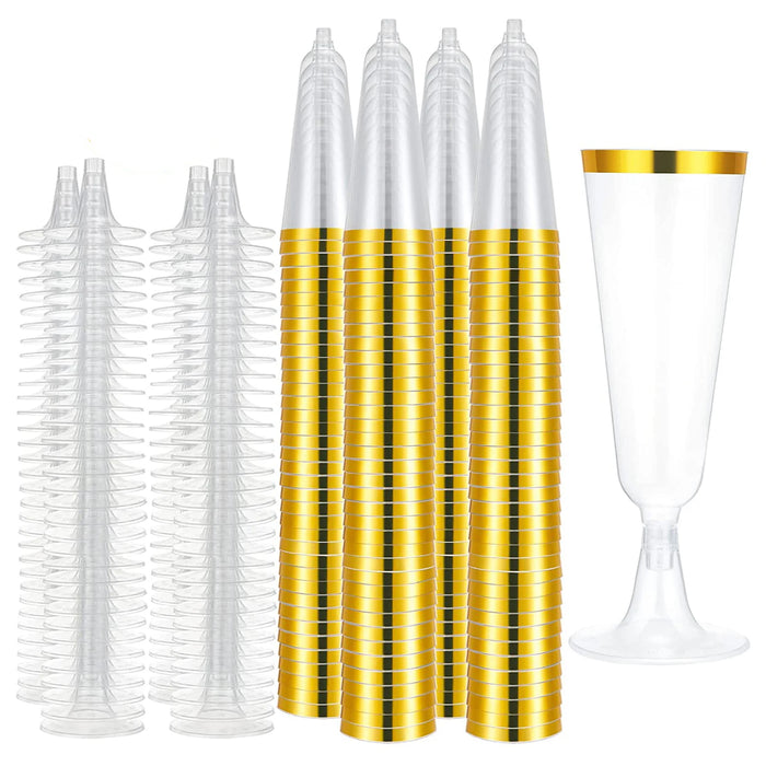 Plastic Gold Rimmed Champagne Flutes