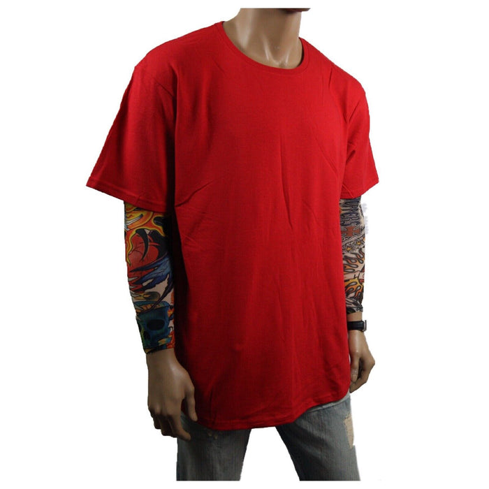 Mens Heavy T-Shirt BIG & TALL Long Extended Casual Basic Crew Neck Fashion S-5X