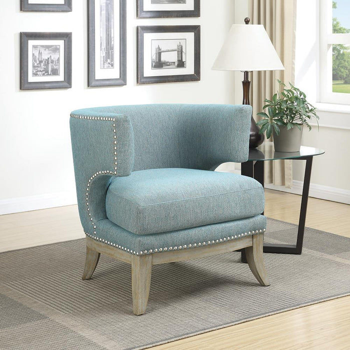 Barrel Back Accent Chair Blue and Weathered Grey