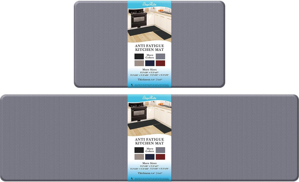 Kitchen Mats, 2PCS Kitchen Rugs, Cushioned anti Fatigue Kitchen Mats for Floor, Non-Slip Standing Desk Mat, Waterproof Kitchen Rug Set for Kitchen, Floor, Office,17.3"×30"+17.3"×47",Black