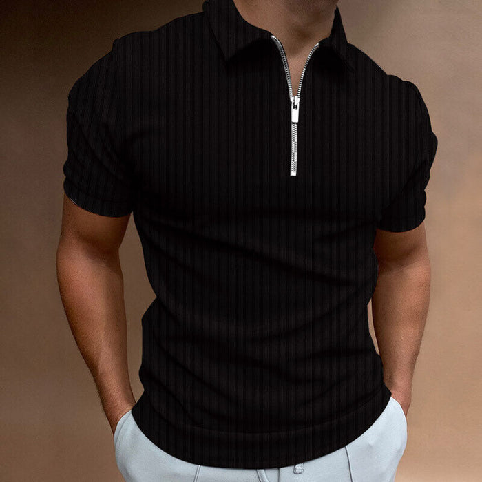 ⭐⭐Polo T Shirts Men Zipper Collar Fashion Golf Short Sleeve 2 Tone Zip Tee Dress