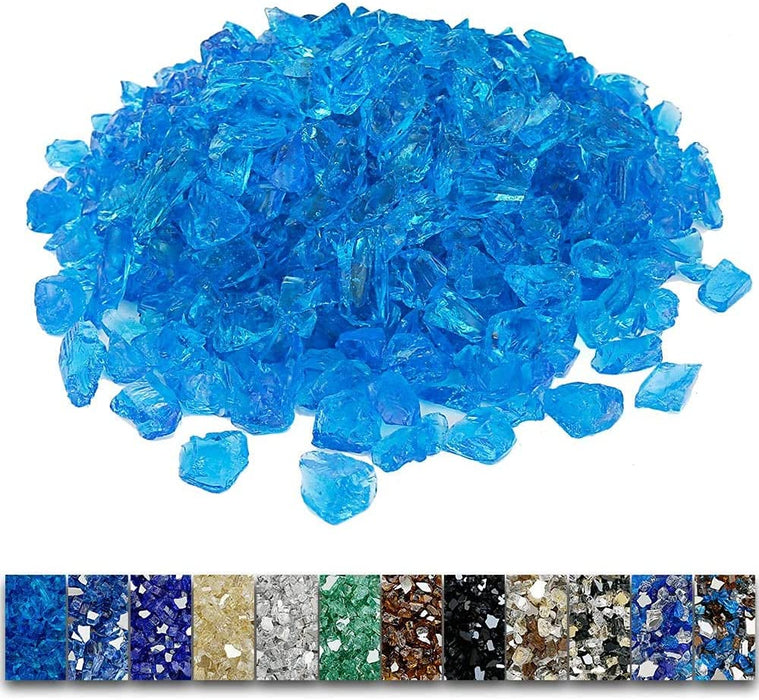 20 Pounds Bahama Blend Fire Glass for Fire Pit - 1/2 Inch High Luster Reflective Tempered Glass Rocks for Natural or Propane Fireplace, Safe for Outdoors and Indoors