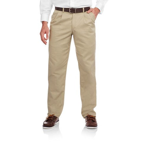 Men'S and Big Men'S Wrinkle Resistant Pleated Twill Pants with Soil Release