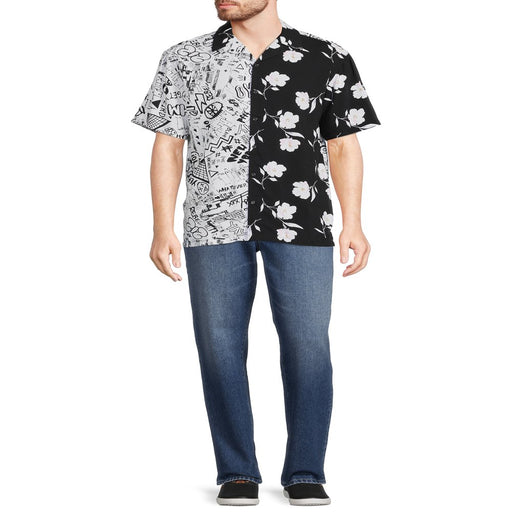 No Boundaries Men'S and Big Men'S Printed Rayon Shirt with Short Sleeves