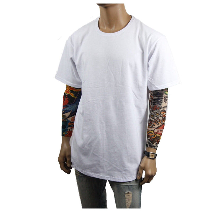 Mens Heavy T-Shirt BIG & TALL Long Extended Casual Basic Crew Neck Fashion S-5X