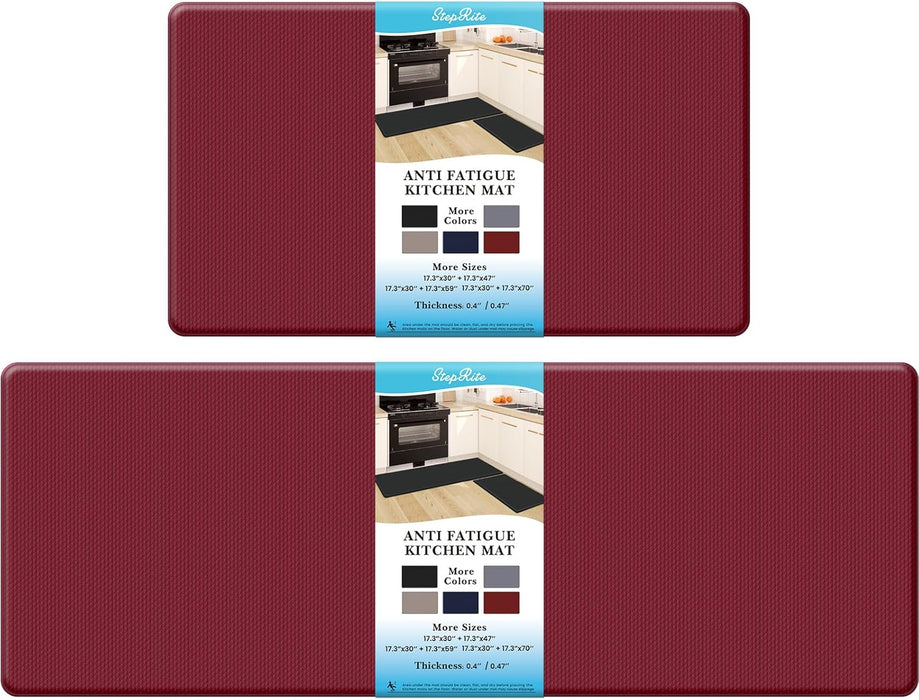 Kitchen Mats, 2PCS Kitchen Rugs, Cushioned anti Fatigue Kitchen Mats for Floor, Non-Slip Standing Desk Mat, Waterproof Kitchen Rug Set for Kitchen, Floor, Office,17.3"×30"+17.3"×47",Black