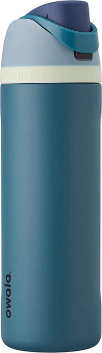 Freesip 24 oz Insulated Stainless Steel Water Bottle with Straw - BPA-Free for Sports, Travel, and School, Very Dark Finish